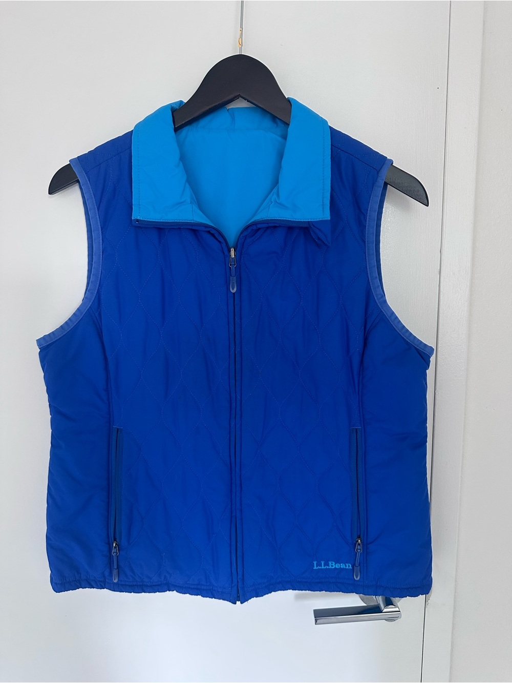 L.L.Bean Women’s M Petite Quilted Insulated Vest Blue Full Zip
